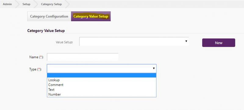 category value setup