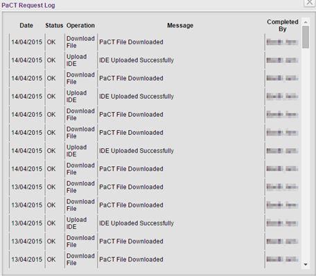 We wanted to show you the PaCT Log of IDE uploaded files and PaCTdownload files