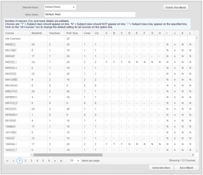 We wanted to show you the auto timetabling Courses tab summary Mask displaying totals