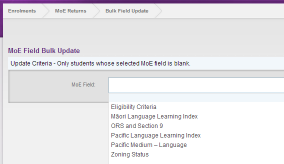 We&#039;re sorry, we meant for you to see the MoE Field Bulk Update