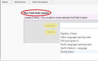 MoE Field Bulk Update Field