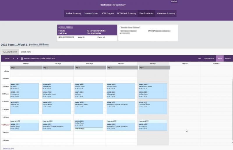 we wanted to show you the student portal timetable view