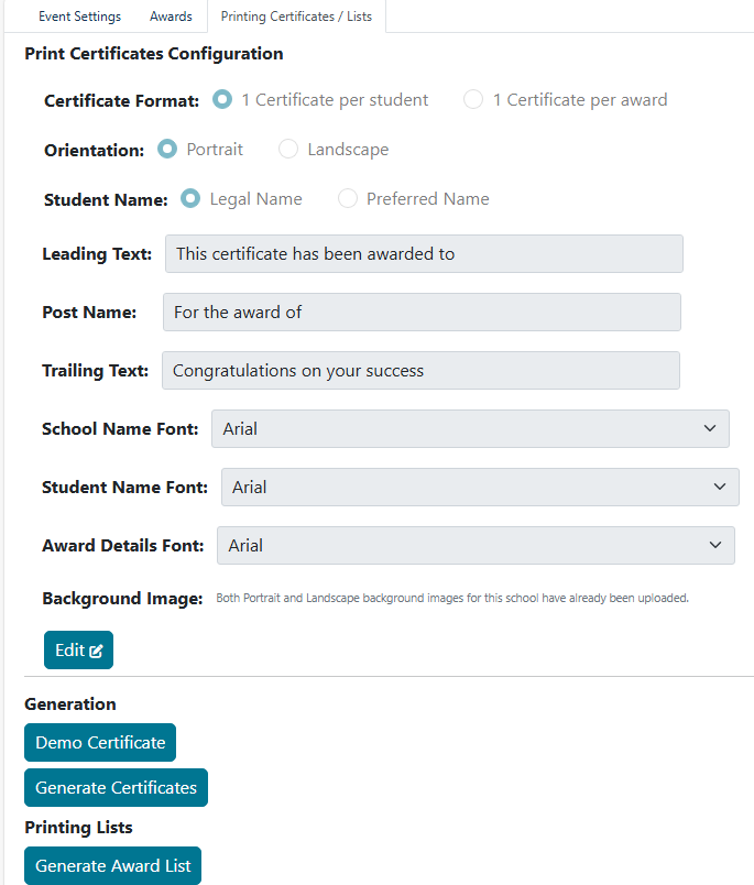 Print Certificates