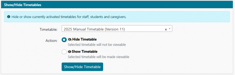 hide timetable