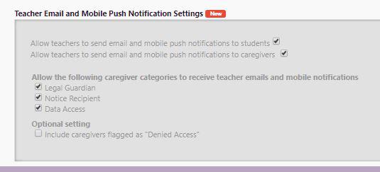 Teacher Email and Mobile Push Notifications