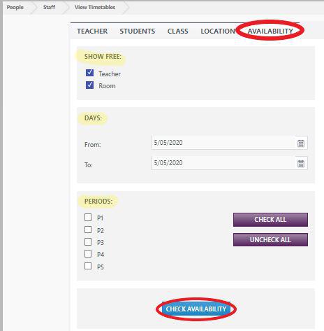 Timetable Availability