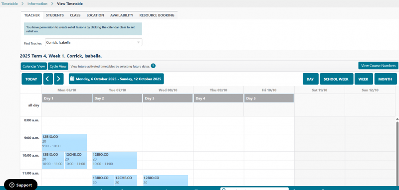 View Timetable